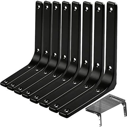 Regalhalterung, dreieckige Halterung, Wandaufhängung, platzsparend, dreieckige Eckstreben, Winkelhalterungen (mattschwarz, 150 mm x 125 mm), 8 Stück