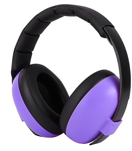 Cuffie di sicurezza con cancellazione del rumore per bambini Cuffie antirumore per il sonno del bambino Design pieghevole Cuffie con cancellazione del rumore da 22 dB per bambini 0-12 anni(Viola)
