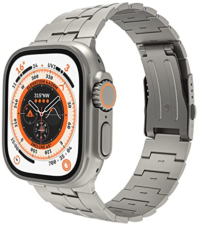 LULULOOK Bracelet en Titane Grade 2 pour Apple Watch S10/11,Ultraléger,Anti-Rayures,Ajustable et Nettoyable,Plus Brillance Métallique,Bracelet pour Apple Watch Ultra 2/3,S9 S8 SE (49/46/45/44/42mm)