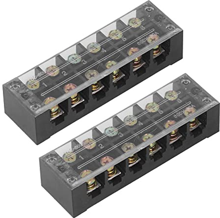 2 Stück 60A 600V Klemmleiste, Zweireihiger Schraubklemmen-Drahtklemmenblock mit Klarer Abdeckung für Brückenbeleuchtung, Anschlüsse für Elektrische Kabel für die Fabrik) (6