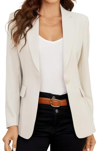 PLOYDEIN Damen Blazer Stilvolle Blazer Jacken für Frauen Perfekt für Casual & Business Wear Langarm Blazer für Frauen, Khaki, XL