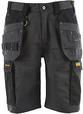 DEWALT High Point Men's Pro-Stretch, Slim Fit, Holster Pocket Work Shorts, Grey/Black, W32
