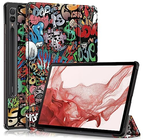 QINOUK Custodia per Samsung Galaxy Tab S9 Ultra, [Funzione Stand] Smart Cover con Auto Sleep Wake, Custodia Protettiva in PU e PC Antigraffio, per Samsung Galaxy Tab S9 Ultra-4