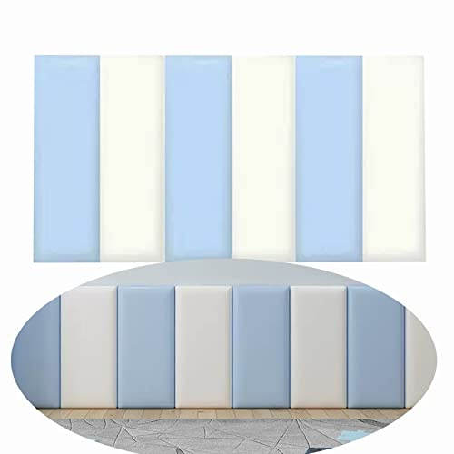 XILYZMO Upholstered Wall Panels, Home 3cm Wall Cushion, 3D Waterproof PU Wall Panel, Wall Decoration Anti-Collision Cushion for Children's Room Nursery (Color : Blue, Size : 50x200cm)