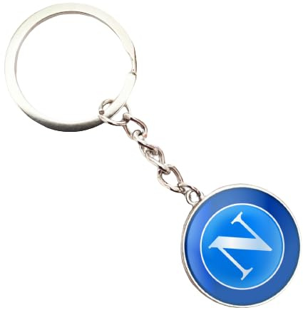 Generico Llavero Nápoles de metal y cristal cabujón color plata gadget azul hombre mujer talla única accesorios coche idea regalo, plateado, Talla única