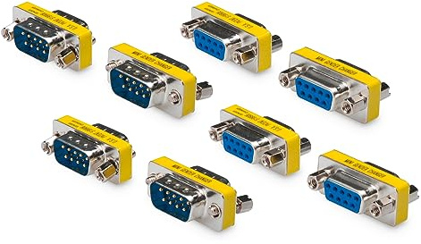 DIGITUS Set: D-Sub 9 Gender-Changer – Adapter – 9-Pin Kupplung – RS-232 – RS-485 – TTL – Metallgehäuse – 2x (Buchse zu Buchse) – 2x (Stecker zu Stecker)