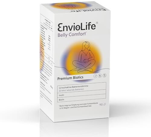 EnvioLife Belly Comfort®, 90 Kapseln: Nahrungsergänzungsmittel mit Biotin zur Erhaltung normaler Schleimhäute, sowie Milchsäurebakterien und Inulin