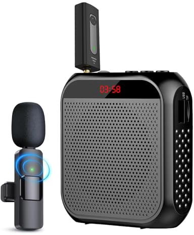 Amplificador de voz Jkoailiwi con micrófono inalámbrico, micrófono personal para profesores, sistema de auriculares con altavoz portátil