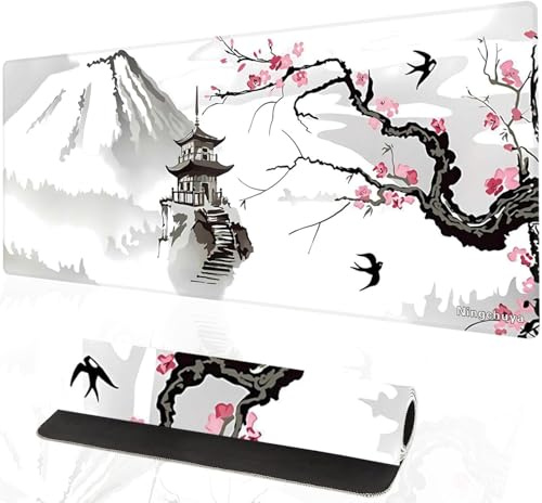 Ningchuya Large Mouse Mat, 700x300mm Extended Gaming Mouse Pad(snow) | gaming desk mat，Non-Slip Rubber Base with Stitched Edges, Computer Keyboard Pad Mat for Gaming, Office & Home
