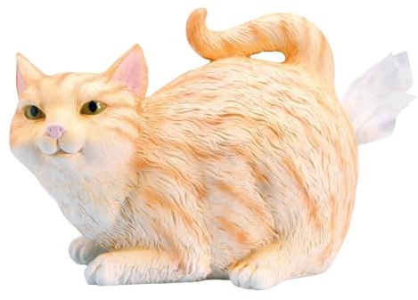AMIUHOUN Taschentuchspender aus Kunstharz, Motiv: Katze, quadratisch, Orange