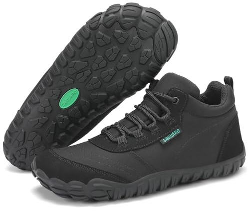 SAGUARO Barfußschuhe Herren Barfuss Schuhe Damen Barfusschuhe Leicht Zehenschuhe Bequem Fitnessschuhe rutschfest Traillaufschuhe Barefoot Shoes mit Zero-Drop Sohle Schwarz,EU Gr.47