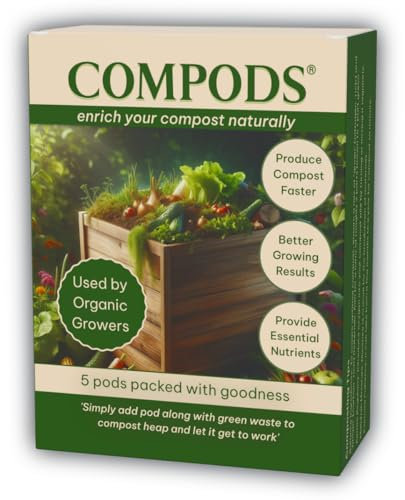 ComPods Organic Compost Activator and Accelerator – Multi-Purpose Compost Maker, Starter for Kitchen Bins, Houseplants, Gardens – Speeds Up Composting, Works on 150L Waste, 5 Pods, 150g