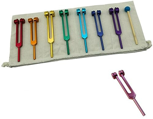 iFutniew Stimmgabel-Set mit acht farbigen Chakra-Stimmgabeln für Heilung, Klangheilung, Aufrechterhaltung der perfekten Harmonie von Körper, Geist und Seele