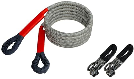 DYJLPP 5 m/8 m/10 m kinetisches Wiederherstellungs-Abschleppseil, Robustes Schnappseil, dehnbar für ATV, UTV, Traktor, Trailor, LKW, inklusive Aufbewahrungstasche (grau) 5M