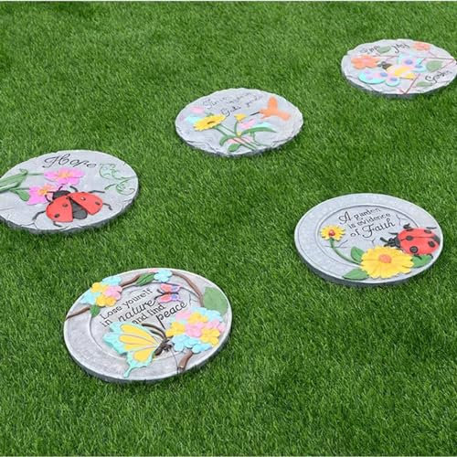 Elitix Trittsteine für Garten Farbsteine ​​für Dekorative Gartenstufen, 5er-Set Aus Steinen für Gehwege Und Landschaftsgestaltung mit Schönem Muster, Als Wegweiser und Ziersteine