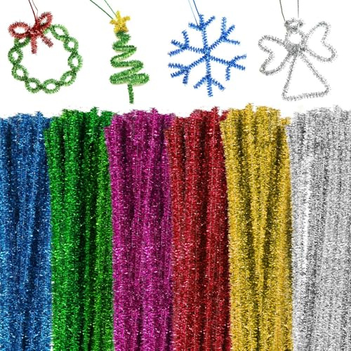 600 Stück Pfeifenputzer Bunt zum Basteln, BetterJonny Pfeifenreiniger Chenilledraht Pfeiffendraht 6 Farben Pipe Cleaner Basteln 30cm Pfeifenreiniger Bunt Chenilledraht für Kreative DIY Basteldeko