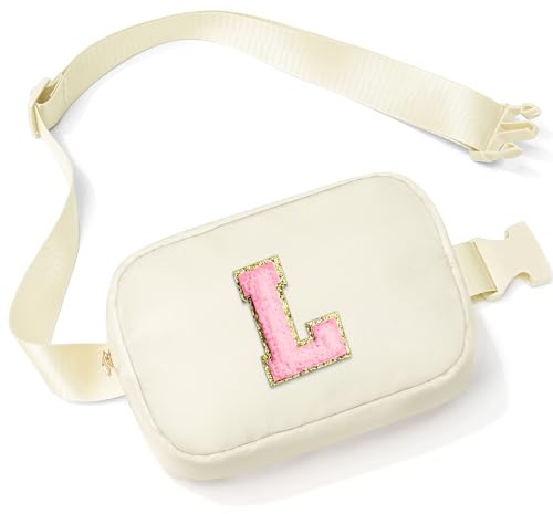 Parima Bauchtasche Damen Mädchen - Buchstaben Bauchtasche Kinder Gürteltasche Damen Personalisierte Geschenke für Mädchen Geburtstagsgeschenk für Frauen Beige Hüfttasche mit Buchstaben L
