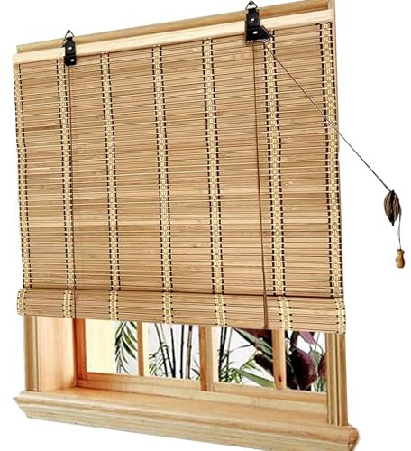 tow000ack Bambusrollo Retro Bambus Rollo,Garten-Sonnenschutz Jalousien,Sichtschutz,Natur Holzrollos,Fenster Rollo aus Bambus für Innen,Decken- oder Wandmontage,Breite x Höhe (45cm x 250cm)