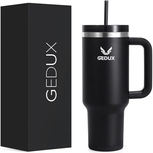 Gedux 1200 ml Vaso Termico con Asa, Termo con Pajita de Acero Inoxidable, Taza Termica Doble Pared Para Frío Y Caliente, Vaso con Pajita Sin Bpa