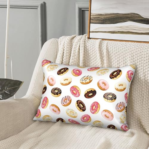 Buewutiry Federa per cuscino in seta per capelli e pelle Queen – Federe rinfrescanti per dormire, dimensioni standard, 50,8 x 76,2 cm, comoda federa in raso bianco con stampa ciambella con cerniera