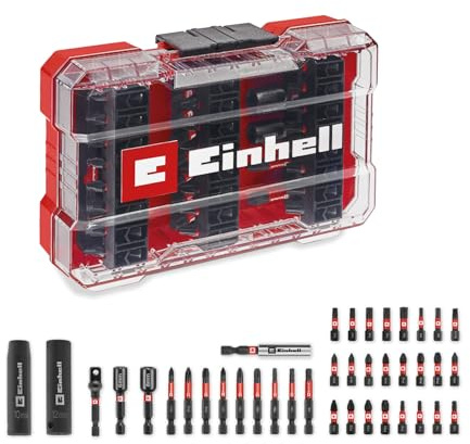 Original Einhell M-CASE 39 pcs. embouts à impact et jeu de douilles (embouts de 25 mm, embouts de 50 mm, douilles hexagonales, douilles longues, adaptateur de douilles, porte-embouts de 60 mm)