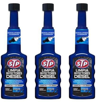 STP, Pack 3 Limpia inyectores Diesel, Elimina depósitos, mitiga ralentí brusco, Mejora Ahorro de Combustible y aceleración, restablece Potencia y Reduce emisiones, 200 x 3 ml