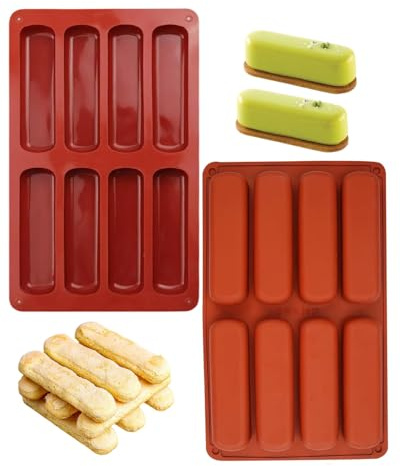 BPTRKOM 2 Piezas Molde de Barra de Silicona - Molde de Silicona Rectangular de 8 Cavidades, Molde de Silicona Rectangular para Cereales Energía, Turrón, Chocolate