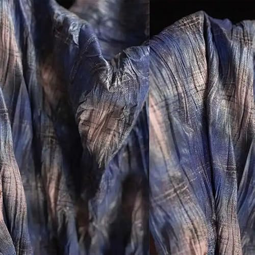 Plissee-Stoff, dünn, Retro, Rosa, Blau, Farbverlauf, Designer-Stoff zum Nähen von Yard, Stoff, DIY, Bekleidung, Nähmaterial, D, 1,5 m