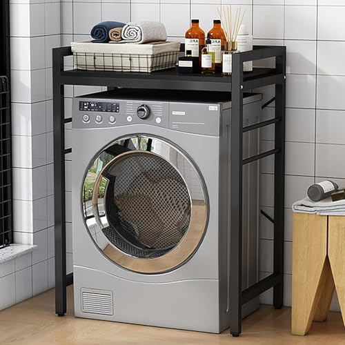 Mueble Lavadora Secadora, Unidad De Almacenamiento Sobre Lavadora Para Lavandería, Estantería Encima De Lavadora, Para Lavadora Para Baño, Cocina, Balcón, Lavandería, Carga 300KG(Black+black)