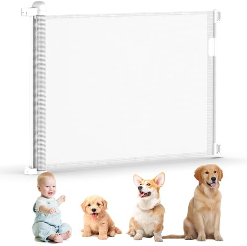 Kuro sagol Baby Treppenschutzgitter 150cm Ausziehbar Einhändig bedienbar Sicherheitsgitter Wohnung für Treppen/Türen/Innen & Außen, Weiß