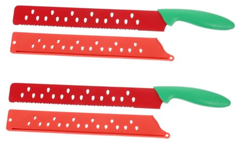 Cabilock 2piezas Cortador De Melón y Sandía Cuchillos Rebanadores De Acero Inoxidable Para Cortar Sandía Pan y Queso Utensilios De Cocina Para Picnic Casa