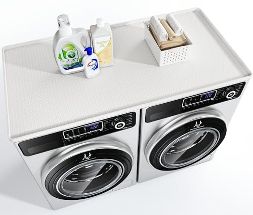 Tappetino per lavatrice e asciugatrice, 137,2 x 69,8 cm, grande, in silicone, antiscivolo, impermeabile, per lavatrice, cucina, casa (bianco)