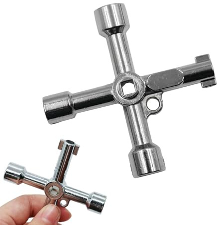 Clé de panneau, clé utilitaire, clé d'armoire, clé utilitaire multifonction à 4 voies, clés de radiateur et de compteur, triangle, carrée, clé de panneau pour placard, adaptée pour une utilisation