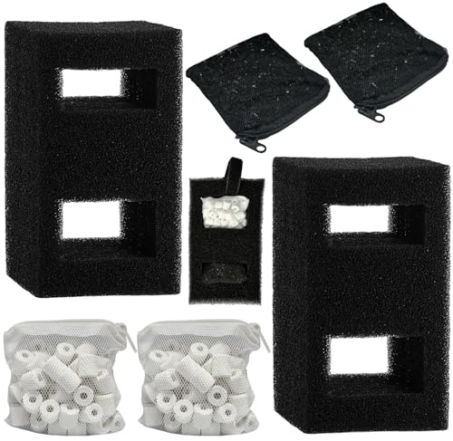 beaufan 7er-Pack Filtermedien-Sets, kompatibel mit Fluval Flex 15G (57 Liter) Aquarien, enthält 2 Aktivkohle-Nachfüllpackungen, 2 Schaumstoff-Filtereinsätze, 2 Keramikringe (Biomax) und 1 Filterkabel