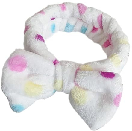 KMGDM Elastisches Haarband mit Schleife, Plüsch, für Damen und Mädchen, für Make-up und Gesichtswaschzubehör, Haarband