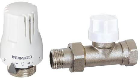 BOUTTÉ - Ensemble robinet droit avec tête thermostatique – Pour radiateur eau chaude (M.15x21)