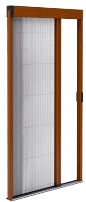 Store moustiquaire plissée pour porte en aluminium – Recoupable hauteur & largeur – Seuil ultra plat (Chêne Doré, L1200mm x H2400mm)