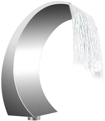 Fontana d'acqua per piscina con filettatura femmina, fontana a cascata in acciaio inox, dimensioni 40 x 60 cm, filettatura femmina G1, cascata rettangolare in acciaio per piscine interrate da giardino