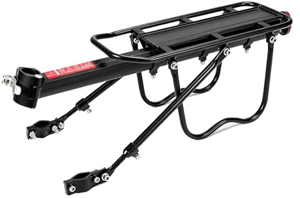 MarkShop Rear Bike Rack – Adjustable Aluminum Alloy Bike Rack for Panniers, Lightweight Rear Rack for Commuting & Touring with Reflector