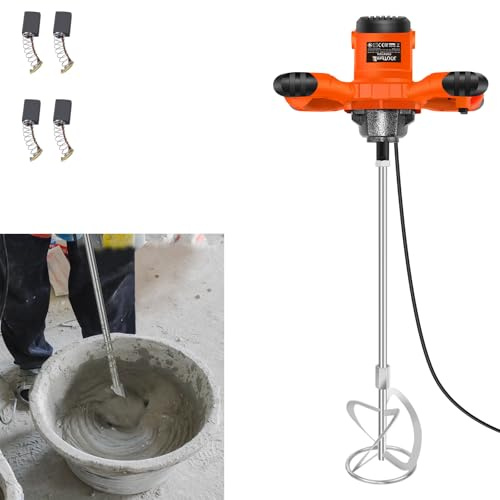 2600W Rührwerk, Mörtelrührer für Farbe,Putz & Estrich, Orange Elektrischer Handrührgerät Beton Mischer Mörtelmischer Farb- und Mörtelrührer, 6-Gang-Getriebe 0-1700U/min, M14-Gewinde, rührer Ø 120mm