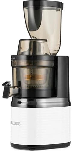 4Swiss Centrifugeuse Extracteur de Jus 430W pour Fruits et Legumes avec Pieds Anti-Dérapants - Juicer Machine Professionnel Electrique pour Smoothie Agrumes Silencieux Puissant sans BPA – BM202 Blanc