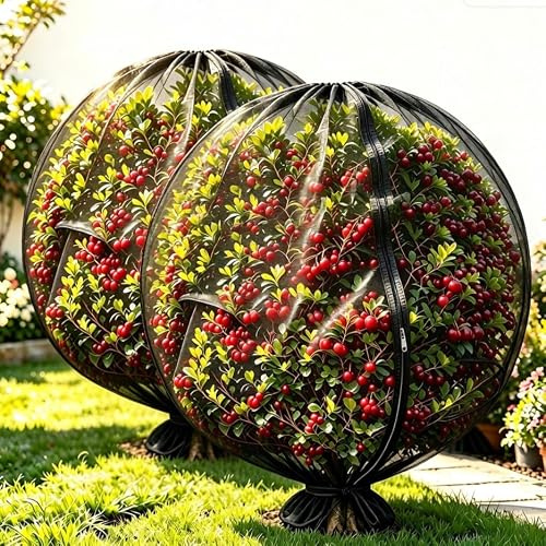 2 Packs 3x3M Insect Bird Barrier Netting Mesh,Fruit Tree Netting Bird Protection with Drawstring and Zipper,large Garden Fruit Netting Fine Mesh for Blueberry Strawberry Vegetables Flower
