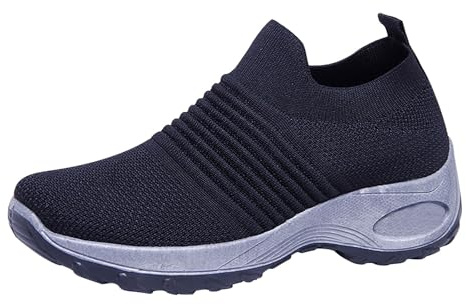 Genérico Zapatillas Mujer Running Zapatos Comodos Mujer Zapatos para Caminar para,Zapatillas de Trabajo Tipo Calcetín,con,Cómodos Y Ligeros. Casual Sneakers Deportivas Deportivas (Black,38)