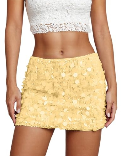 Falda De Lentejuelas para Mujer Faldas con Purpurina Sexy Minifalda Elástica Cintura Elástica Faldas Brillante para Noche Fiesta Carnaval Nochevieja