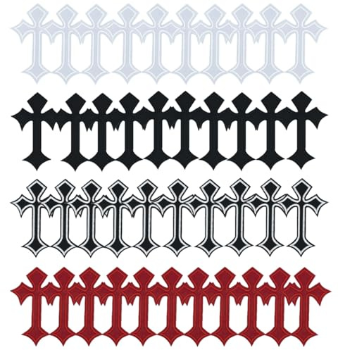 40 Stück Kreuz Patches zum Aufbügeln oder Aufnähen Stickerei Aufnäher Flicken Bügelbilder Iron on Sew on Patch für Kleidung Hosen Rucksäcke DIY Dekoration Hüte Jeans Jacke Taschen