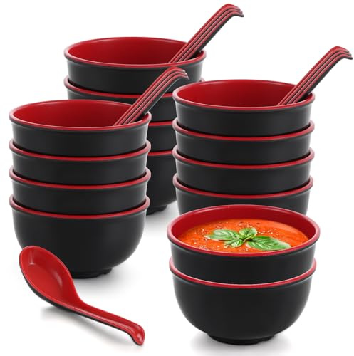 LDHHYH 28 Pcs Melamine Ramen Bowls with Spoons, 14 Sets