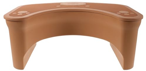 GOOHOCHY Tabouret de Toilette Adulte Antidérapant avec Rangement Intégré, Marchepied Ergonomique en Plastique Renforcé Couleur Lait Café, pour Salle de Bain et Assistance aux Toilettes