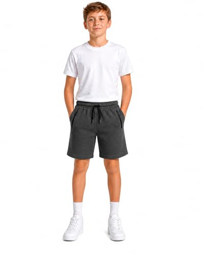 RUBAB Kids Fleece Shorts Boys & Girls – Cotton Blend Jogger Shorts with Zip Pockets, Elastic Waist – Lightweight Casual Sports Shorts for School, Play & Everyday Wear Ages 5–14 Years