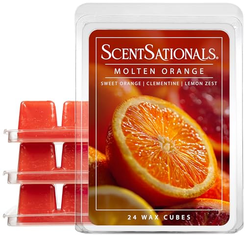 ScentSationals Molten Orange Scented Wax Melts - Sweet Oranges, Clementine, & Lemon Zest, 10oz (24 Cubes)