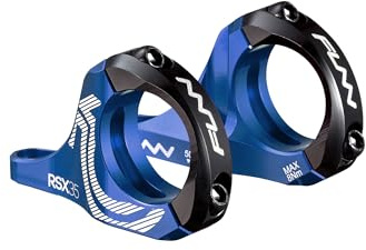 Funn RSX Mountain Bike Direktmonterad Cykelstam med 35mm Styrklämma, 2 Delar Lättviktsdelad Design för Dubbelkronade Gafflar, Justerbar Förlängning 45-50mm med 30mm Höjning (Blå)